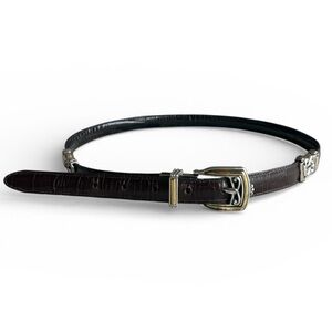 Vintage Brighton Marcus reversible Brown black leather Belt two tone hardware 32
